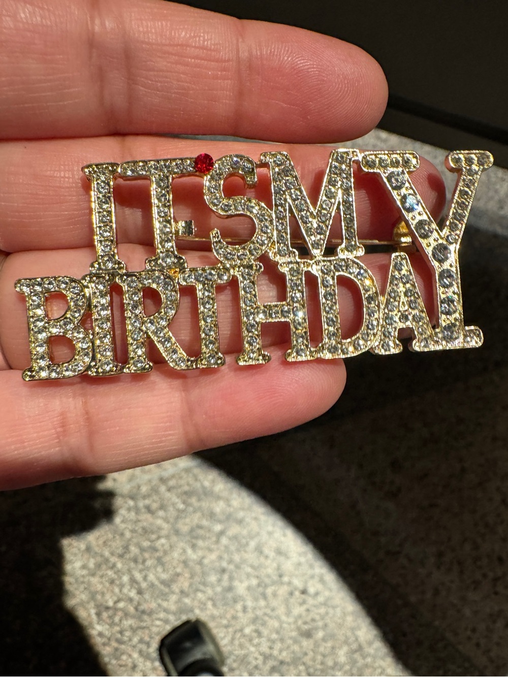 Gold Crystal "It's My Birthday" Pin Brooch - Celebrate in Style
